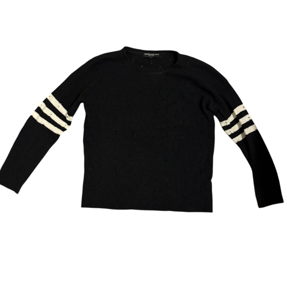 Central Park West Black sweater with White Accents